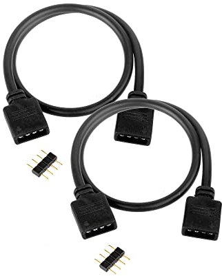 Euroharry 2 Stück LED Strip Verlängerung 4 Polig, RGB Verlängerungskabel für 3528 5050 2835 (0,5m Schwarz Kabel)
