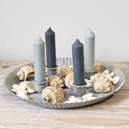 Kerzenteller - Tablett für Stabkerzen und Tafelkerzen Dekoteller Adventskranz grau 25cm