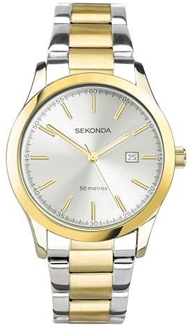 Sekonda Taylor Damen 34 mm Quarzuhr mit analoger Datumsanzeige und zweifarbigem Edelstahlarmband
