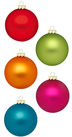 Weihnachtskugeln Glas 3cm x 24 Stück in Kartonbox Christbaumkugeln klein bunt Mix Mille-Fiori, Orange