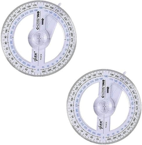 2PCS 360 Degree Angle Measure Circle Protractor 360 Degree Protractor for School Classroom Office Drafting Measuring