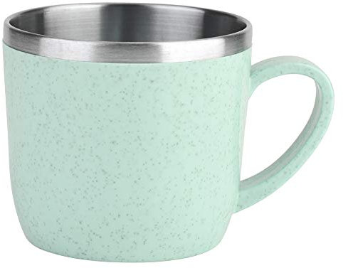 Tazas de café de trigo, taza de café irrompible de acero inoxidable, taza de café con mango, taza de café para acampar, taza de jugo de leche, taza de agua de té para viajes(Verde)