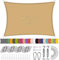 Auvent Résistante 5x5m Jaune Sable, Voile dombrage rectangulaire, Protection Solaire et UV avec Le Kit de Fixation, pour Voiture,Restaurant,Jardin