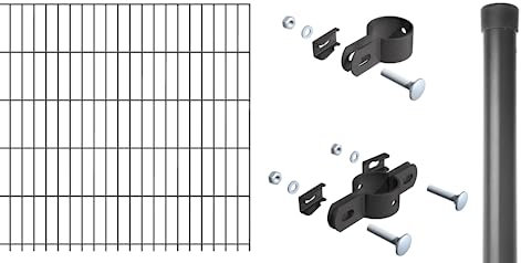 Alberts 679972 Einstab-Gittermatten-Set | Garden Typ 8/6/4 | verschiedene Längen und Höhen | anthrazit | 2000 x 750 mm | Zaunlänge: 18 m