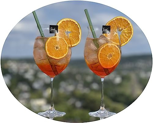 Topkapi elite Aperol Spritz Lot de 2 verres à pulvérisation Aperol de Kaan Marienborn - Taille XXL + 2 pailles en verre - Taille XXL - 1 l - Verre cristal sans plomb - Fabriqué en Allemagne