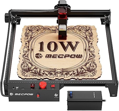 Mecpow X3Pro Incisore Laser con Kit di Assistenza ad Aria - Taglio Laser 10W per Metallo e Legno, Laser Engraver con Stop di Emergenza, Rilevamento Fiamma e Giroscopio, Area di Lavoro 410 x 400mm