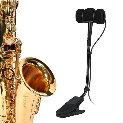 SPORTARC Sax Microphone, Portable 3 Pin 4 Pin Wired Sax Microphone Omnidirectional, Clip-on Microphone for Saxophone, Violin, Electric Guitar, A