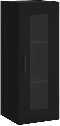 Tidyard Wandschrank Hängeschrank Lagerschrank Bücherschrank Schrank Aufbewahrungsschrank Schwebeschrank Wohnzimmer Schlafzimmer Schwebeschrank 34,5 x 34 x 90 cm (B x T x H) Holzwerkstoff,Glas Schwarz