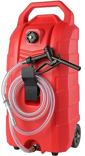 VEVOR Bidon d'Essence sur Roues 16 gal 60 L Réservoir de Carburant Portable Écoulement par Gravité Transfert Carburant pour Essence, Diesel, Huile, Machine, Tondeuse, Voiture, Tracteur, Bateau, Moto