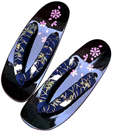 Rubruan Damen Sandalen Pantoffel Sommerschuhe - Traditionelle Japanische Holzschuhe Geta Kimono Kirschblüte Sakura Musterdruck rutschfest Poliert Flip-Flops Cosplay Clogs