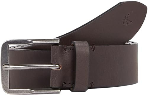 Calvin Klein Herren Gürtel Classic Flat aus Leder, Braun (Bitter Brown/Antique Silver), 100 cm