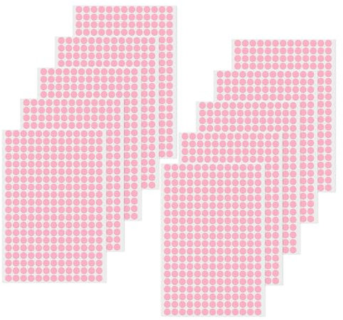 YIKIADA 2600 Stück Rosa Klebepunkte Etiketten 13 mm Vinyl Selbstklebende Beschriften Kreis Aufkleber Wasserdicht Klebeetiketten für Markierung