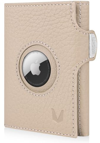 MAGATI Slim Wallet mit AirTag Hülle, Münzfach, RFID-Schutz - Mini Geldbörse Herren & Damen klein - Kartenetui - Kartenhalter Einkaufswagenchip-Fach Portemonnaie - Geldbeutel, Beige