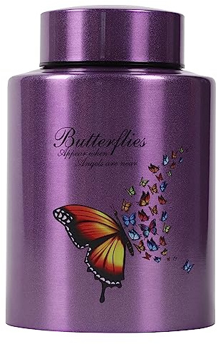 Dioeta Medium Urns for Human Ashes Up to 60 Cubic Inches Medium Sized Urns for Ashes Adult Male Female Keepsake Cremation Urns for Ashes Stainless Steel (Butterflies, Purple)