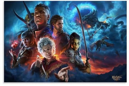 Baldur's Gate 3 Key Art Poster Wandkunst Poster Geschenk für Freund Schlafzimmer Wohnzimmer Dekor Modernes ästhetisches Poster Dekorative Malerei Leinwand Wandposter und Kunstdruck Moderne
