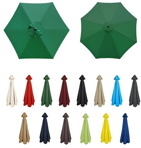 GZDXBF Bâche De Remplacement pour Parasol Déporté, Toile De Rechange pour Parasol 6 Baleines/8 Baleines, Housse De Rechange pour Parasol D'extérieur - 200cm/270cm/300cm(Green,6 Ribs-2.7m(8.8ft))