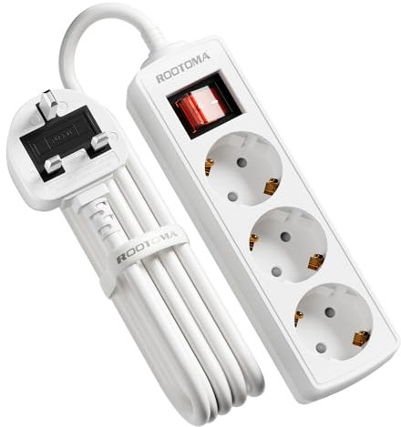European to UK Plug Adapter, EU to UK Plug Adapter 3 AC Outlet for European Electronic Device, Travel from France, Italy, Spain, Germany,13A/3250W