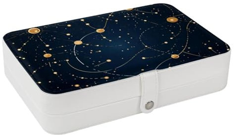 Schmuckkästchen mit Zwillingskonstellation und Planeten, für Damen, Mädchen, Ehefrau, Hochzeit, Souvenirs, Leder-Schmuck-Organizer, Aufbewahrungsbox mit zwei Schichten, für Ohrringe, Armbänder, Ringe,