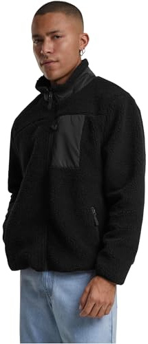 Urban Classics Teddy Jacket With Stand Up Collar Uomo Giacca di mezza stagione nero XL