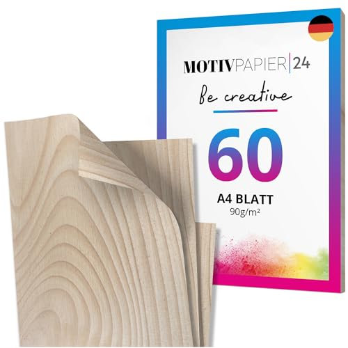 60 Blatt Briefpapier Holzoptik Vintage beige beidseitig bedruckt Motivpapier Papier A4 Druckerpapier 90g/m²