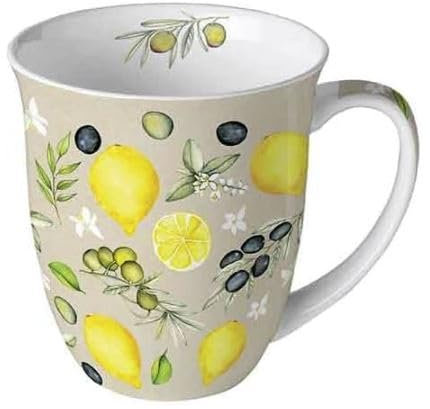 Ambiente Porzellan Tasse Becher Limoni Olives and Lemon 400ml Mug