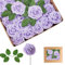 25 rose artificiali viola per decorazione, fiori finti in schiuma realistica al tatto, con steli, per sposa/baby shower, tombe, San Valentino, Natale, decorazioni per matrimoni