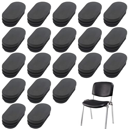 Hugwish tappi sedie ovale 20x40mm 15x30mm 24pcs, piedini per sedie plastica, tappi tubi ovale, tappi terminali, tappi plastica ovale per Piedi Tubulari di Mobili Sedie Scrivania (20x40mm)