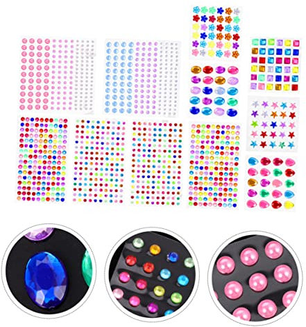KONTONTY 11 Blatt Kristalldiamant-Aufkleber decoratiuni craciun hochzeitsdekoration Schmuck Aufkleber Gesichtsjuwelen-Tattoos Nagelaufkleber Edelsteine Aufkleber Juwelen Aufkleber Acryl