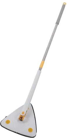 CHEOTIME Trapeador de Limpieza Ajustable Giratorio de 360 °, Trapeador Triangular telescópico exprimidor automático de Agua con Mango Largo para Puerta de Ventana de Pared (White)