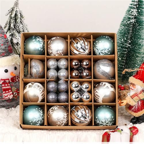 Weihnachtskugeln, 44 Weihnachtskugeln Weihnachtsschmuck aus Kunststoff Weihnachtsschmuck Christbaumschmuck Weihnachtskugeln Weihnachtsschmuck (Silber + Blau,24,5x24,5 x6 cm)