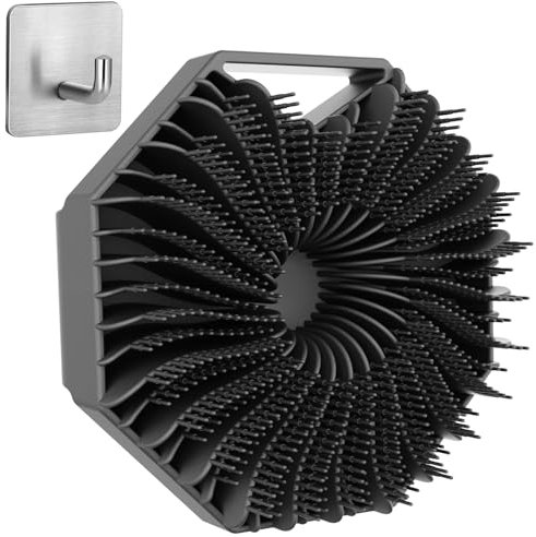 FQIQIANLIC Silikon Körperbürste set (Mit Haken) Dusch Bürste丨Körperbürste Silikon，Silikon Body Scrubber,körperbürste silikon，Ideal für den Einsatz unter der Dusche，peelt Haut-Schwarze