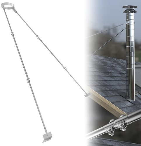 10 Extended Retractable Roof Chimney Stove Pipe Fixing Bracket, L/98, Compatible with 10 Diameter Chimney Pipe, Ensures Chimney Stability and Prevents Sway or Collapse, Silver