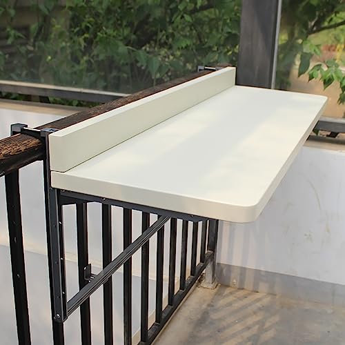Outdoor Klapptisch Beistelltisch Schreibtisch Höhenverstellbar in 5 Gängen - Balkon Bartisch für Geländer Hängende Tisch für Garten Veranda Hinterhof Tragbarer Decktisch