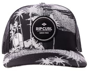 Rip Curl Herren Curve Peak, Structured Trucker Hat, Mesh Snapback Baseball Cap for Men, Adjustable Hut, Schwarz/Weiß, Einheitsgröße