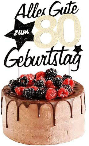 Tortendeko 80 Geburtstag Männer Frauen, 80 Geburtstag Alles Gute zum, 80th Birthday Cake Topper Kuchen Topper Kuchendeko, Happy 80th Birthday Kuchendeko, Gold Schwarz Frauen Männer