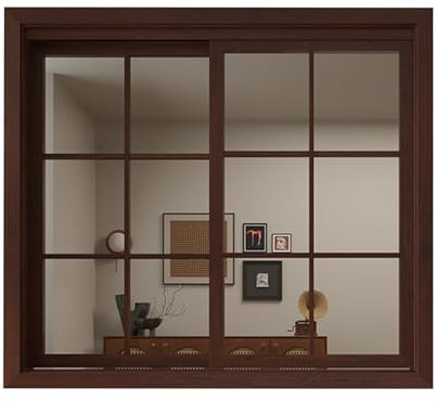 HJLKDYM Ventana Antigua con Marcos De Madera De Granero con Vidrio Templado, Panel De Ventana De Granja, Ventana De Vidrio con Manija De Metal Apta(marrón,50x60cm)