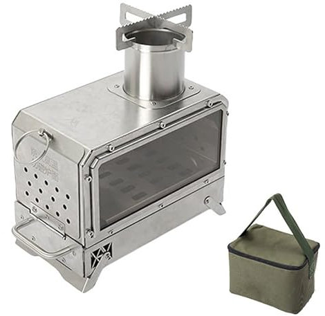 ERSINIAN Estufa de leña portátil para Campamento, Mini Estufa de leña, para mochileros, Tiendas de campaña, Pesca, Senderismo, Picnic, Barbacoa