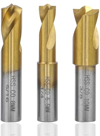 HaoTrade Juego De 3 Brocas De Soldadura Por Puntos HSSCO Con Punta De Cobalto Y Revestimiento De Titanio Para Cortar Madera Acero Al Carbono Y Acero De Molde 6,5 Mm/8 Mm/10 Mm