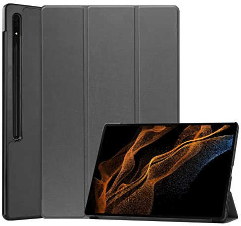 Fundas para tabletas Caso Compatible with Samsung Galaxy Tab S8 Ultra 14.6 pulgadas (SM-X900 / X906) Estuche de tableta inteligente triple, funda delgada Multi- Visualización de ángulos de soporte Har
