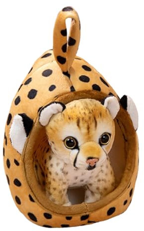 AQCQDQ Leopard Plüschtier, Realistische Löwe Tiger Schwarzer Panther Schneeleopard Plüschtier,Giraffe Plüschtier Plüschtiere,Wurfkissen Flauschiger Spielzeug Geschenk für Kinder (18 cm,Leopard)