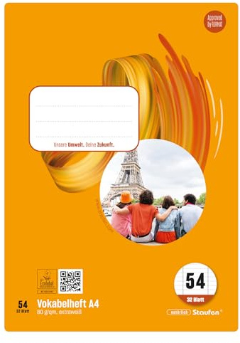 Style Vokabelheft - 5 Hefte à 32 Blatt, DIN A4, Vokabel mit 2 Trennlinien | Lineatur 54, hochwertiges Papier, ausgezeichnet mit dem EU Ecolabel, praktische Details, abgerundete Ecken