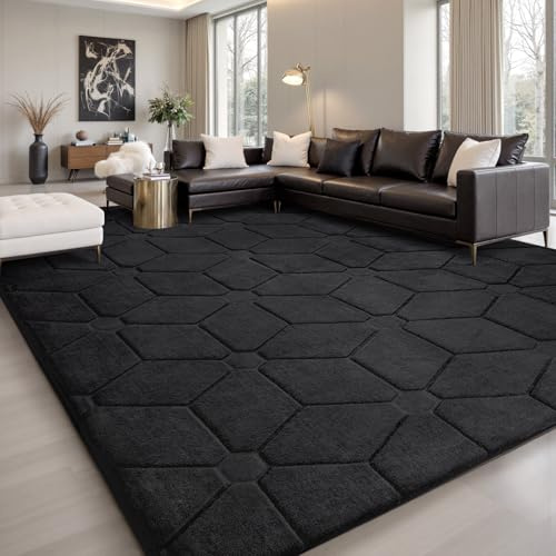 Sour Lemon Groß Teppich Wohnzimmer 120x160cm, Flauschiger Teppiche Schwarz | Wohnzimmerteppich Teppich Schlafzimmer Waschbarer Carpet Gegend Kurzflor Flauschig Rutschmatte Kinderzimmer Teppiche