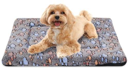 BVAGSS Orthop?disches Hundebett, Waschbar Hundematte, Plüsch Hundekissen Weiche und Warme Hundematte für klein mittel gro?e Hunde, rutschfeste Unterseite XH083 (100x70cm,Coffee Paw)