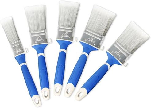 Prozwee Paint Brush Set – 5Pcs Synthetic Paint Brushes with Long Dense Bristles & Extra Thick Comfort Grip Handle with Hook – Ideal for Walls, Ceilings, Furniture & DIY Project