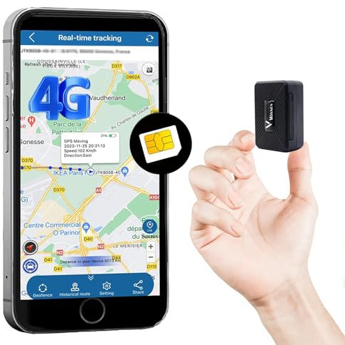 Winnes TK913 Mini traceur GPS 4G avec carte SIM ABO, petit traceur GPS magnétique, pour voitures, vélos, enfants, personnes âgées, sacs, activités de plein air, étanche