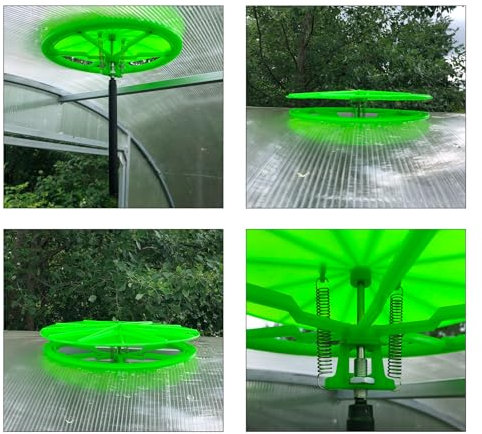 Gardj Gewächshaus Öffner Alternative – Automatische Lüftungsklappe für Polycarbonat, einfache Montage ohne Fenster, Belüftung ohne Strom, wartungsfrei (Automatische Kontrolle, Grün)