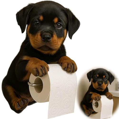 Porte Papier Toilette Mural en Forme de Chien – Support Papier Toilettes – Dérouleur Papier Toilette Murale en INOX, Original Durable Intérieur Salle de Bain (Type H)