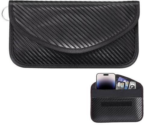 YIPFEN 1 PCS Keyless Go Protection Bag RFID Blocker Car Key Case Key Pouch Small Key Bag Radiation Protection Bag with Hook and Keyring