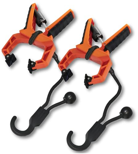 Holden USA Adjustable Ladder Clamp Set – Ladder Stabilizer Clip for Roof, Gutters, and Wall Prep - Non-Slip Grip, Secure & Steady (Orange - 2 Pack)