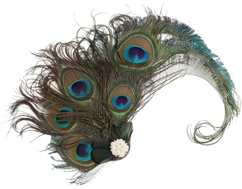 BCOATH Leichter Vintage Haarschmuck mit Pfauenfeder Eleganter Fascinator Haarspange aus Plume und Eisen für Damen für Cocktailpartys und Festlichkeiten im Stil der 1920 Stück Jahre